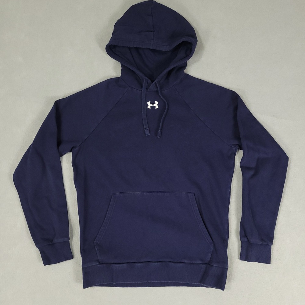 Under Armour Hoodie Mens Small Navy Blue Pullover Regular Fit Rival Fleece